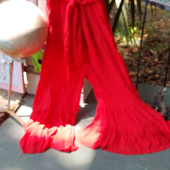 Umgee - Red flowy jumpsuit; BOHO - Picture 3 of 7